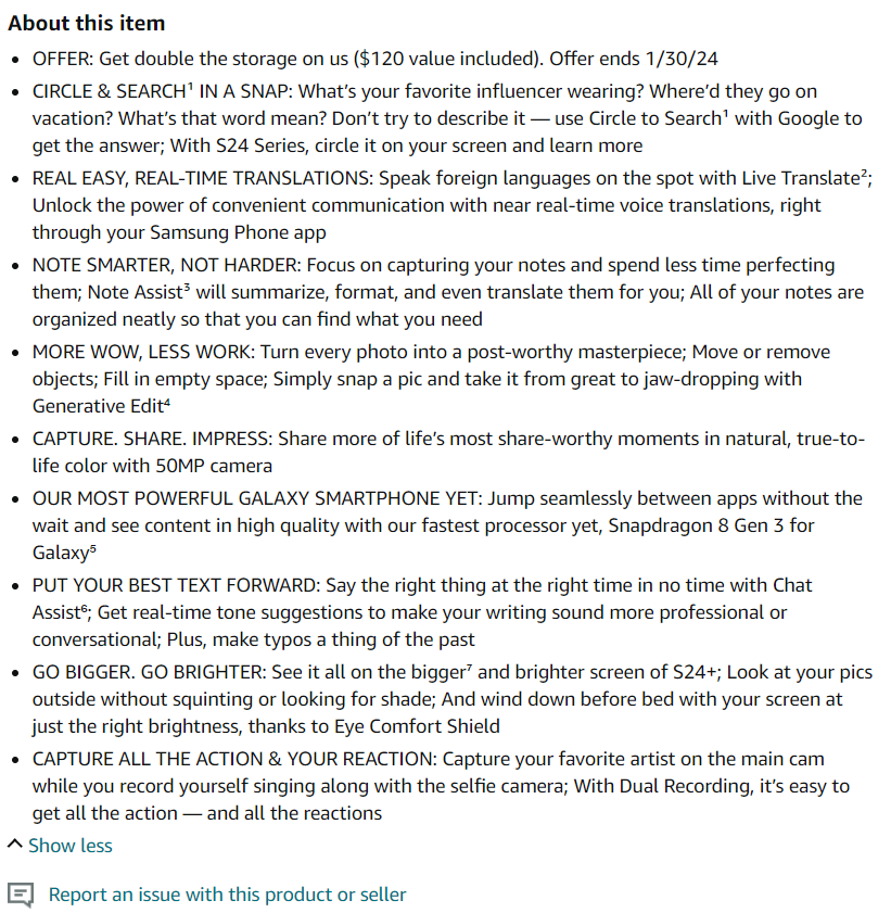 Amazon Bullet Points